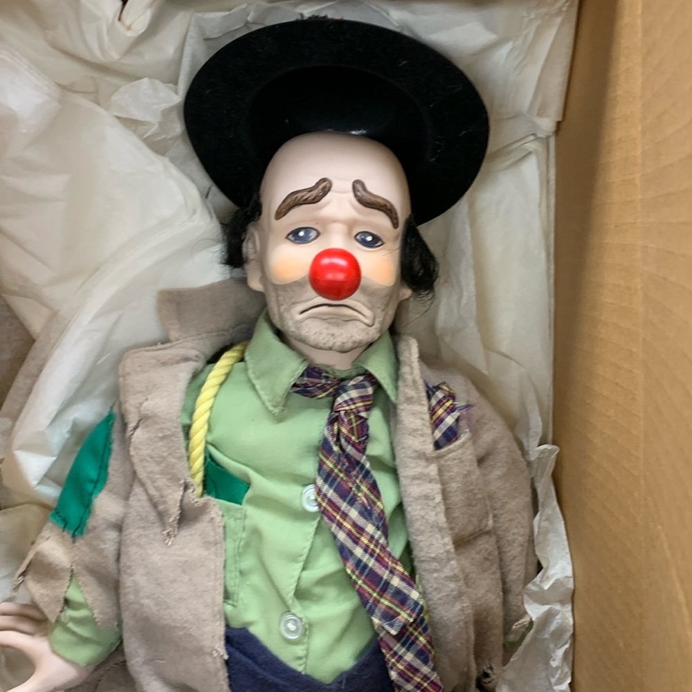 Vintage 1983 Dynasty Doll Clyde Sad Hobo Clown Emmett Kelly Porcelain 19”